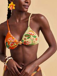 Travachic Women's Summer Beach Floral Print Twist Front Sexy Bikini Set - Multicolor - View 1