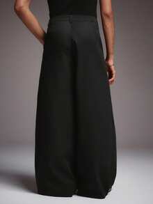 STYNVO 男士纯色斜插口袋阔腿休闲裤 - 黑色 - 查看 2