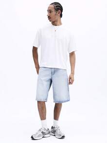 SUMWON 男士宽松圆领短袖印花T恤，饰有马里布太平洋海岸图案，夏季休闲纯棉T恤 - 白色 - 查看 3