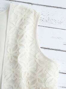 GlowEve 2pcs Jacquard Deep V-Neck Tie-Up Waist Elegant Top And Pants Set - Apricot - View 3