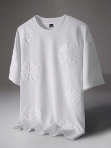 STYNVO 男士纯色圆领贴布短袖休闲T恤 - 白色 - 查看 5