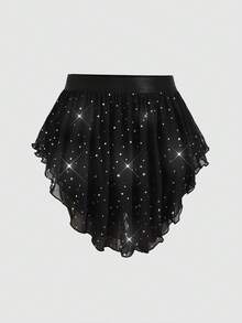 SHEIN 少女休闲运动瑜伽舞蹈服，露背连体裤配网纱裙套装，春夏款 - 黑色 - 查看 10