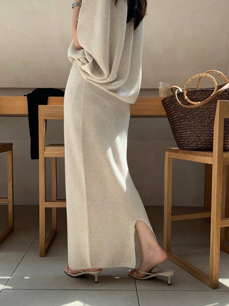 Women's Elegant Elegant Solid Color Batwing Sleeve Loose Top And Skirt 2-Piece Set Summer