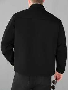 SLATEMANN 男士休闲时尚百搭长袖短款夹克，Techwear Y2k 短款拉链跑道风衣夹克，秋季，垃圾摇滚 - 黑色 - 查看 2