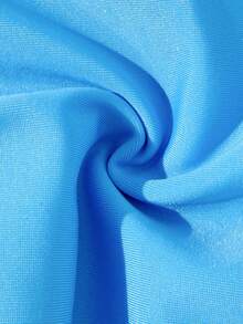 SHEIN 两件套女童比基尼泳衣套装，包括蓝色背心和撞色贝壳边饰泳裤，时尚休闲优雅设计，适合游泳、海滩、泳池、夏季度假等场合。 - 彩色 - 查看 7