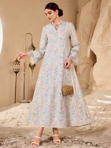Yasmyna Romantic Floral Lace Patchwork Loose Fashionable Dress For Women - Mint Green - View 4