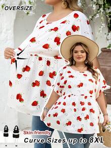 SHEIN CURVE+ Curve 加大码 US22 音乐节、海滨度假、波西米亚风 CURVE PLUS // 夏季波西米亚风撞色印花衬衫 - 白色 - 查看 11