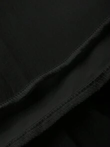 DAZY 女士优雅蕾丝拼接立领花瓣袖连衣裙，秋季吊带裙 - 黑色 - 查看 6