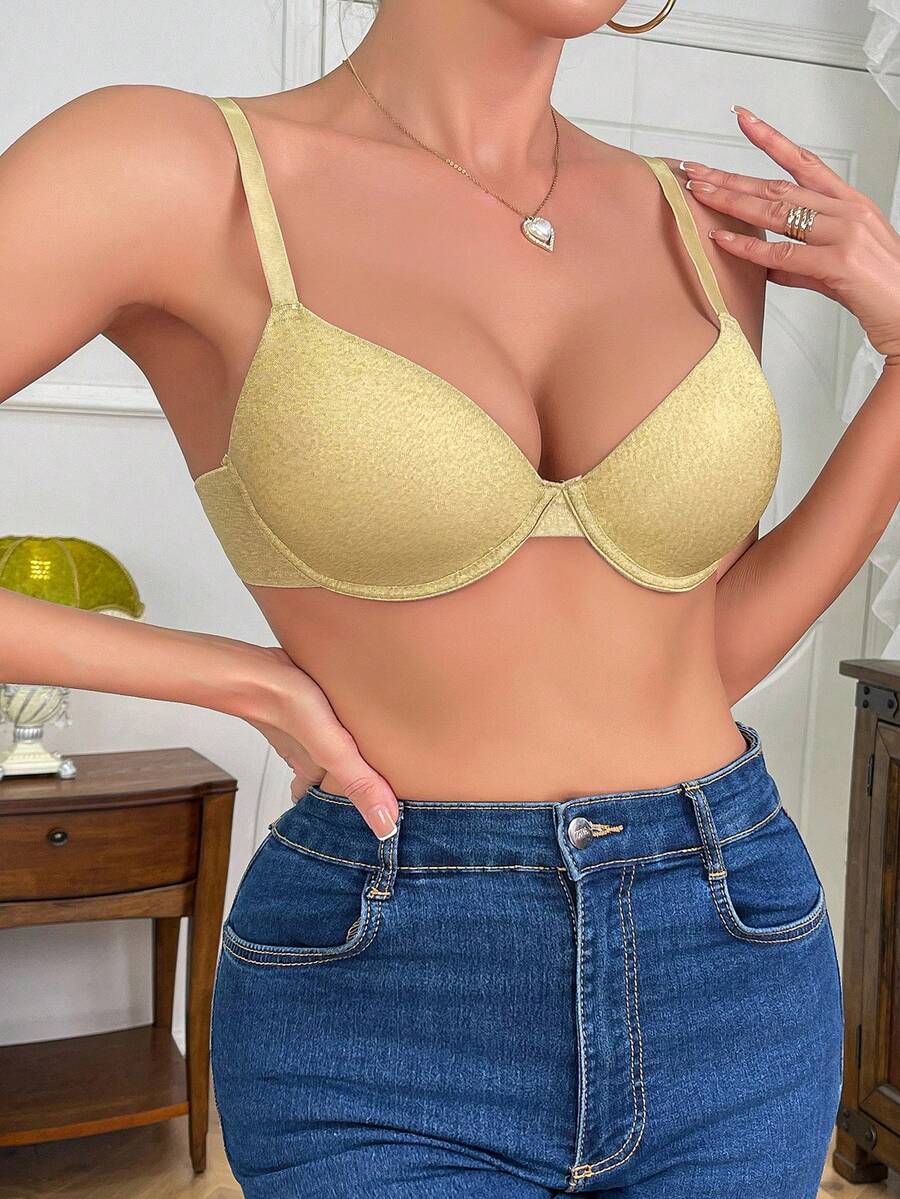 1件女士钢圈文胸 - 金色 - 查看 1