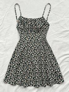 Soleia 大码女式复古碎花无袖露背连衣裙，浪漫甜美可爱设计，适合度假、返校、毕业季、派对、午餐、花园下午茶 - 彩色 - 查看 4