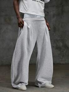 NEON BLANC Quần nỉ nam dáng casual xếp ly thêu họa tiết có túi - Xám - Xem 2