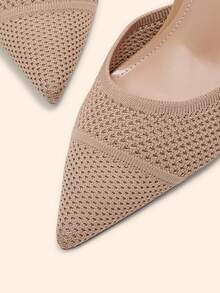 CUCCOO BASICS Tacones altos de stiletto de punta afilada de tela cómoda para oficina y viajes de mujer, color albaricoque - Albaricoque - Ver 8