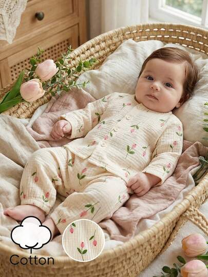 Vintaside Kids Newborn Soft Muslin Cardigan, Loose Fit Design, Long Sleeve, Cute Floral Print