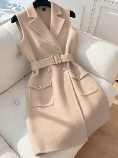 GlowEve 无袖束腰带装饰大衣