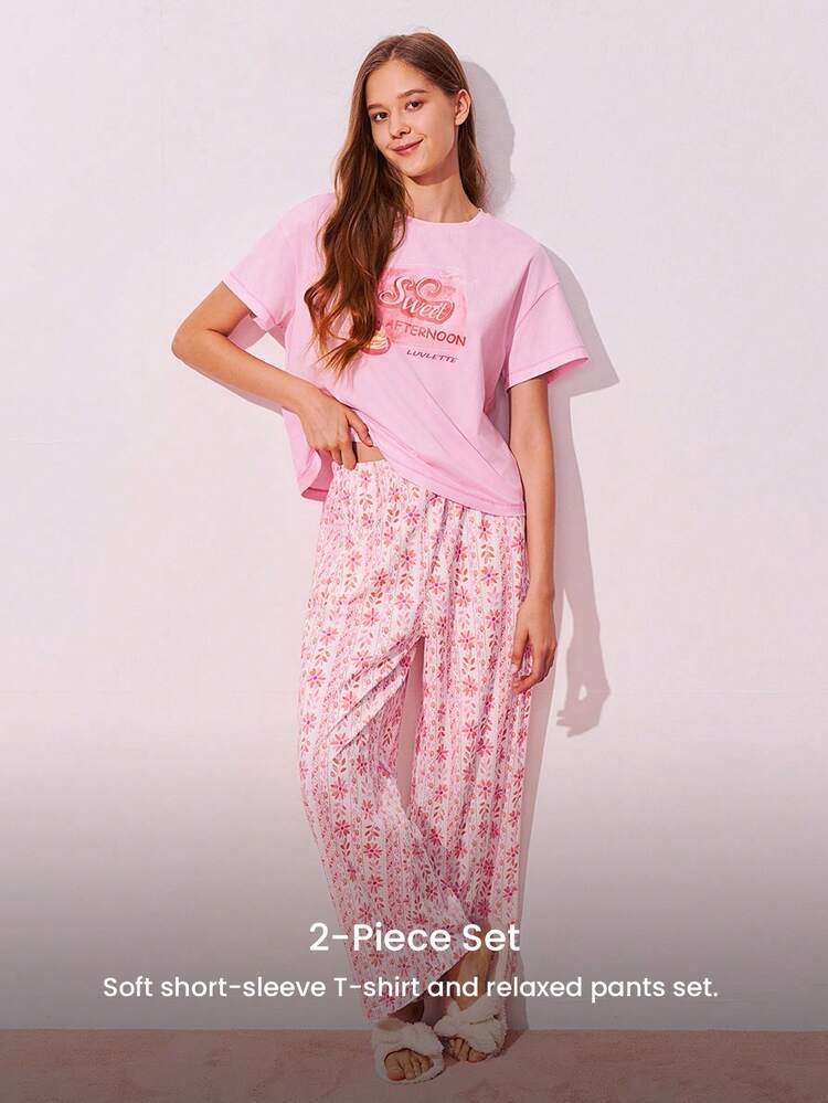 Women's Pink Print Pajamas