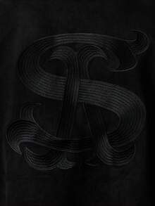 STYNVO 男士休闲时尚街头通勤字母刺绣落肩宽松T恤，夏季 - 黑色 - 查看 5