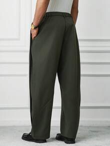 HUEFORM Men's Loose Wide-Leg Military Green Pants, Minimalist 3D Design, Stylish And Versatile For Daily Wear, An Essential Staple Pant In Men's Wardrobe - Army Green - View 2