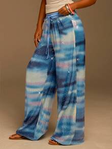 Athîral 女士抽绳腰扎染亮片宽松阔腿裤 - 彩色 - 查看 5