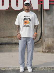 DAZY 男士字母印花短袖T恤和长裤套装，夏季 - 彩色 - 查看 3