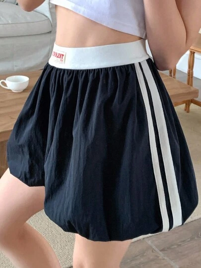 DAZY Teen Girls' Casual Colorblock Striped Ruffle Hem Shorts, Summer