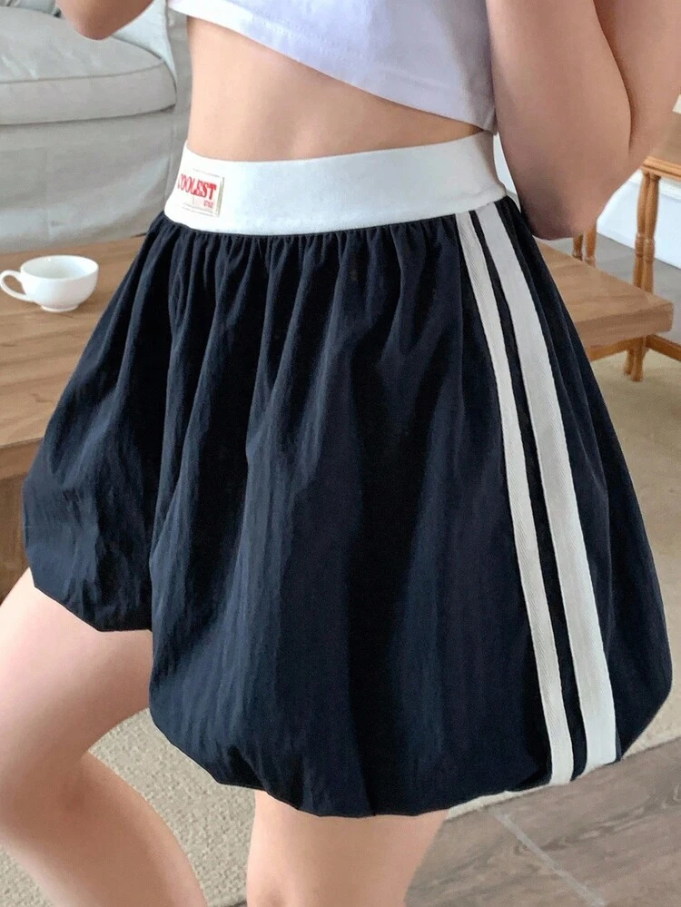 Teen Girls' Casual Colorblock Striped Ruffle Hem Shorts, Summer