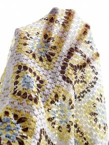 Manfinity CasualCool Chemise jacquard ajourée pour hommes, motif floral géométrique ajouré, ambiance rafraîchissante pour les vacances, convient pour les tenues décontractées, excellent cadeau pour le petit ami, l'ami, le mari - Multicolore - Voir 8