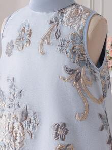 SHEIN 少女无袖碎花休闲雪纺连衣裙 - 藍色 - 查看 11