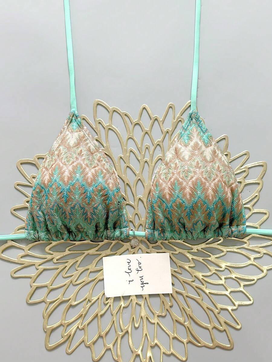 Oceva Women's Summer Beach Patchwork Halter Tie Sexy Bikini Swimsuit Set - Mint Green - View 1