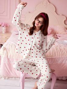 2pcs/Set Women Floral Print Long Sleeve Pajama Set, Sleepwear & Loungewear - Multicolor - View 8
