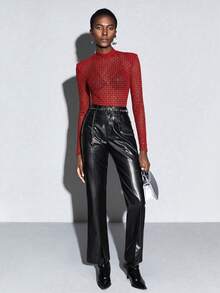 Maija 1 pieza Body transparente negro con detalles de strass para adultos - Burdeos - Ver 4