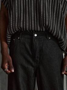 NEON BLANC 男士宽松休闲口袋阔腿牛仔裤 - 藍色 - 查看 5