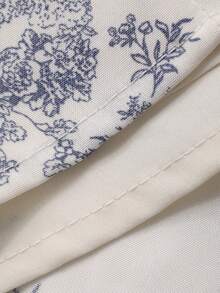 FRIFUL Women's Spring/Summer Ditsy Floral Waist Tie Bow Knot Ruffle Hem Maxi Dress, Casual Fitted Versatile Long Dress - Blue - View 3