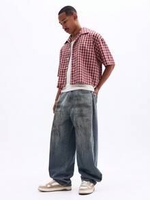 SUMWON Men's Plaid Short Sleeve Button Down Shirt Casual Summer Checkered Pattern Regular Fit Classic Collar - Red - View 3