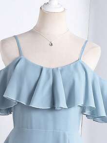 Đầm slip màu trơn cho bé gái, thiết kế xếp ly ở gấu, xẻ tà, thích hợp mặc đi chơi, dự tiệc hoặc đi nghỉ mát. - Màu xanh bụi bặm - Xem 5