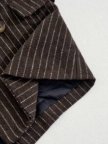 RONVEXI Men's Striped Print Double-Breasted Business Long Sleeve Suit Jacket - Brown - View 7