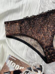 1件豹纹印花女士性感蕾丝低腰内裤 - 彩色 - 查看 7