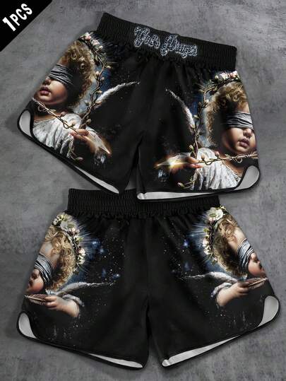 Manfinity EMRG 男士夏季休闲天使印花短裤