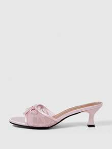 Sleekvia Summer New Belt Wear High-Heeled Women's Slippers - Pink - View 1