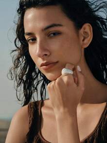 Opalesca 女士开口戒指，珍珠/水晶，18K镀金，适合夏季/海滩/舞会/派对/假日/度假、订婚/结婚/承诺等场合，送给妈妈/女士/女孩/母亲 - 銀色 - 查看 3