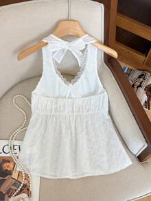 INAWLY 女士蕾丝边前系带刺绣时尚吊带背心 - 白色 - 查看 2