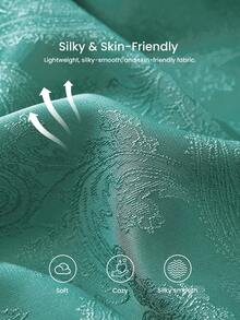 LUVLETTE Women's Breathable Teal Satin Sleep Dress Loose-Fit Midi Dress With Fringe Trim Lightweight Nightwear Gown Pyjama - Green - View 11