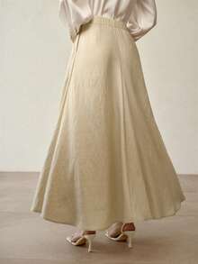 MOTF PREMIUM 女士卡其色褶裥长裙，蓬松裙摆 - 綠色 - 查看 6