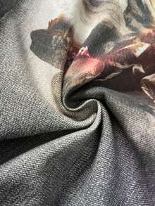 ROMWE MEN Street Life Jeans anchos y sueltos con bolsillo con gráfico de ángel y rotos para hombres - Negro - Ver 6