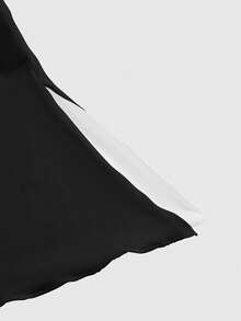 ROMWE Goth 哥特嬉皮波西米亚风蛇、太阳、月亮、飞蛾、蝴蝶、花卉印花无肩带/不对称肩部女式衬衫 - 黑色 - 查看 4