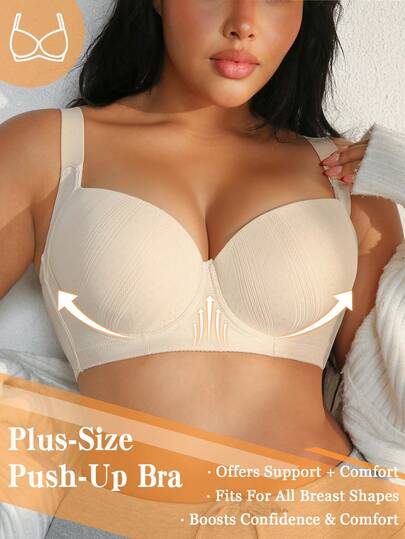 NudeFit Plus Size Wireless Bra, Comfortable Daily Casual Bra With Wide Strap, Lift And Enhance Bust, 1pc