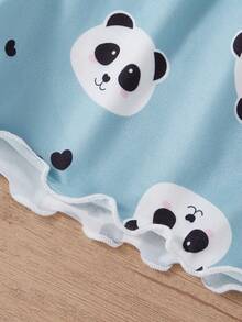 Girls Panda Print Shorts & Camisole 2pcs Set, Casual Loungewear - White - View 8