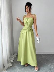 Elenzga Đầm nữ thanh lịch dây mảnh, chân váy chữ A xếp ly eo, kiểu dáng thường ngày, thời trang, thanh lịch và tinh tế. Phù hợp cho nhiều dịp, từ trang phục công sở trang trọng và đi làm hàng ngày, đến những bộ trang phục gợi cảm, phong cách Pháp lãng mạn, những buổi đi chơi thường ngày, kỳ nghỉ, sự kiện theo chủ đề retro Trung Đông, những buổi trà chiều ấm cúng, những bữa tiệc quyến rũ, cũng như năm mới, Lễ Tạ ơn và Giáng sinh, Ngày lễ tình nhân và các lễ kỷ niệm khác. - màu xanh lá - Xem 4