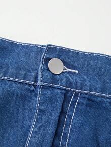 GlowEve 女士休闲日常百搭大口袋牛仔裙 - 藍色 - 查看 4