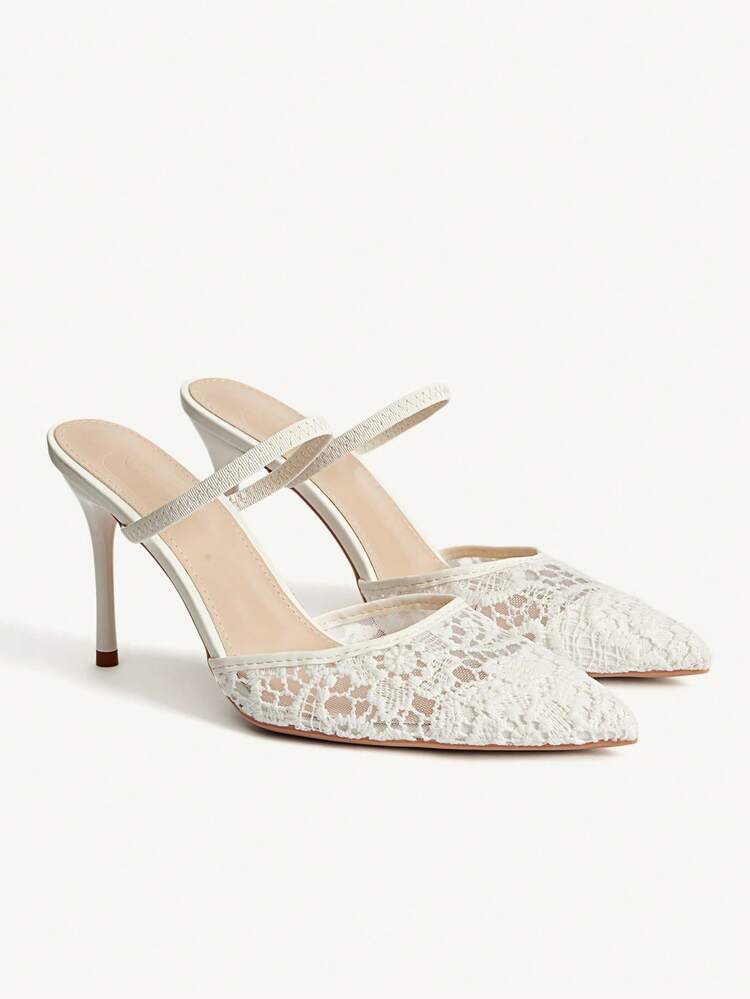 CUCCOO CHICEST Women Shoes Summer And Summer New Mesh Embroidery Pointed Toe Skinny Heel High Heel Elegant Sexy Mesh Women's High Heel Shoes Sticking Heel Foot Strap Closed Toe High Heel Slippers Elegant Sexy Afternoon Tea Party Hunliji Versatile Wear Wedding Shoes Summer Shoes Bride Shoes