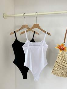 Tseoso 2 件装 95% 纯棉休闲吊带款式，适合修身女式连体裤、打底裤，四季皆宜，复古、可爱、柔软女孩、居家、返校、秋季女装、百搭、乡村、运动、初秋、休闲、基本款 - 彩色 - 查看 2